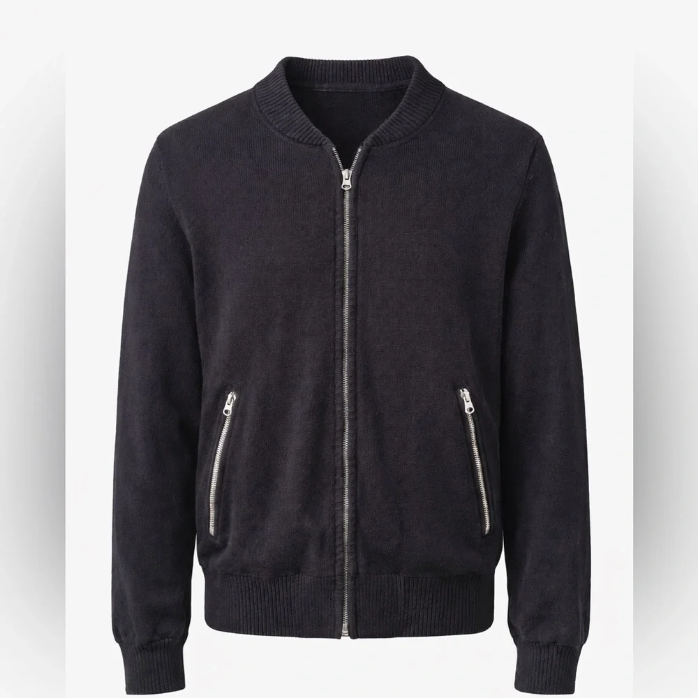 Five Four Men's Zip-Up Sweater Jacket Bomber Style Dark Navy‎ Size XL